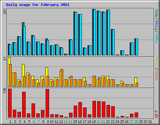 Daily usage for February 2021