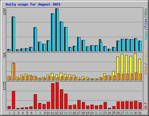 Daily usage for August 2021