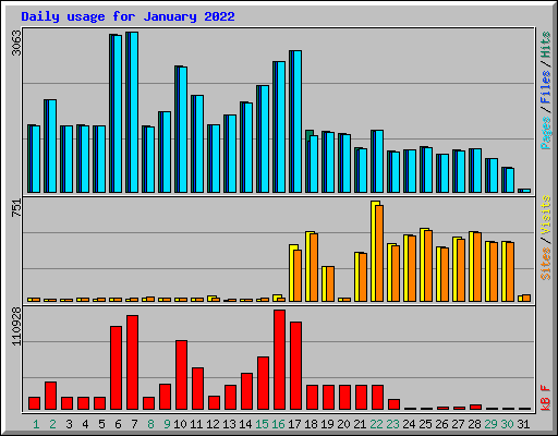 Daily usage for January 2022